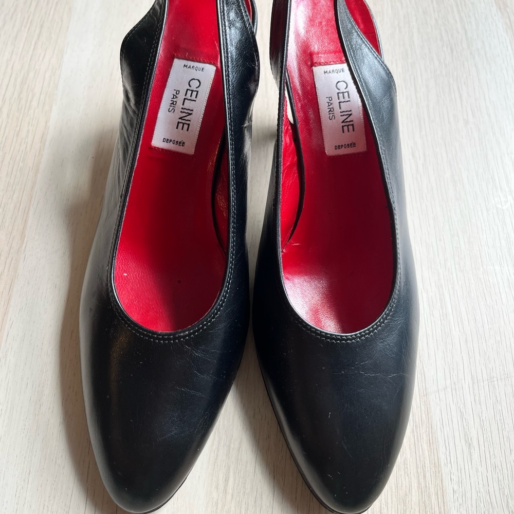 Celine Vintage Leather Slingback sz 37 1/2